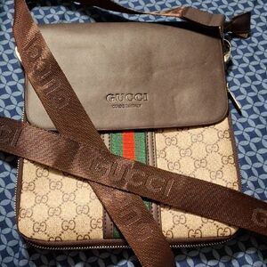 Gucci Beige and Brown Messenger Bag